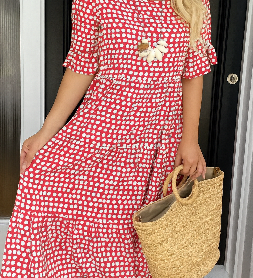 Lea – Elegáns boho pöttyös ruha