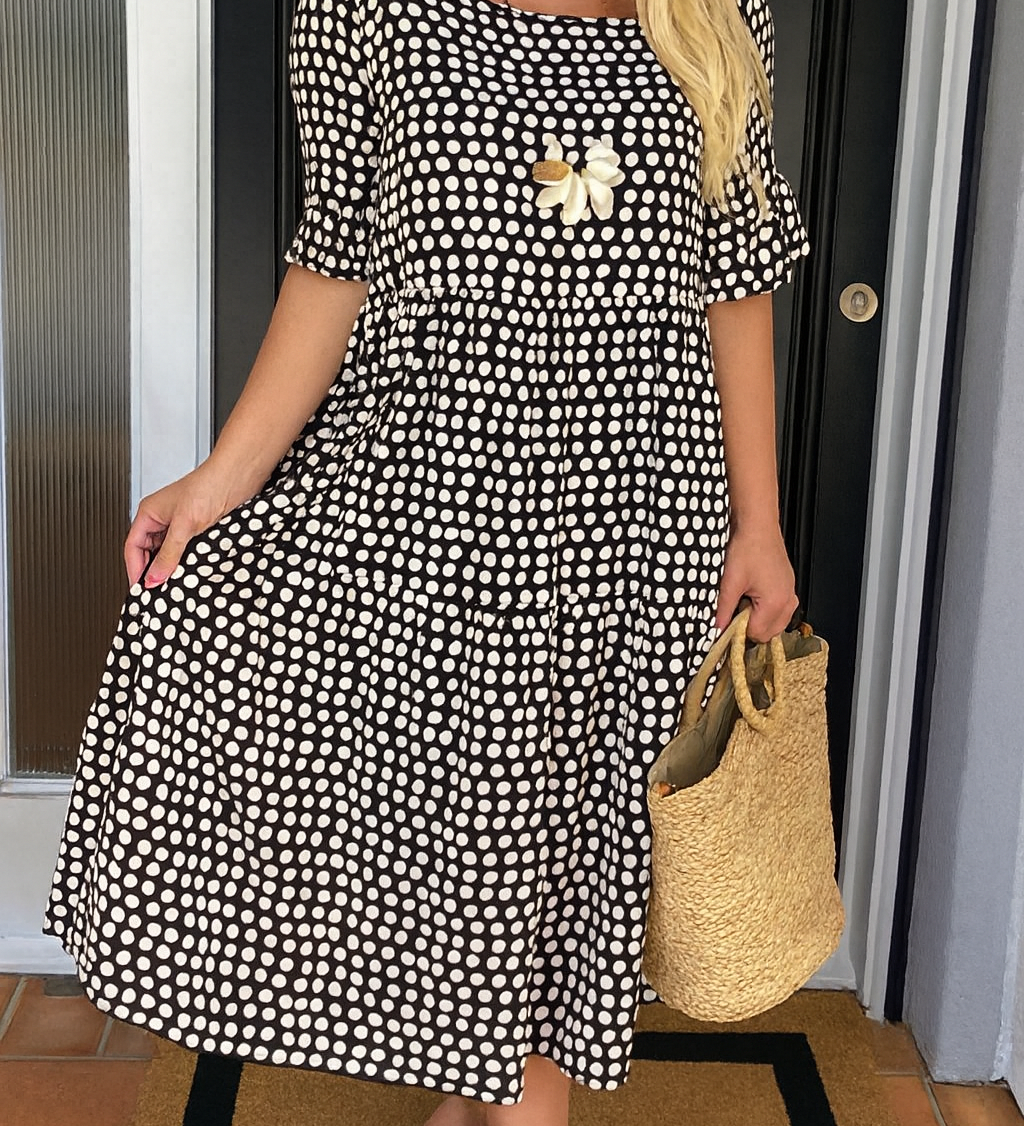 Lea – Elegáns boho pöttyös ruha