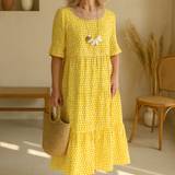 Lea – Elegáns boho pöttyös ruha