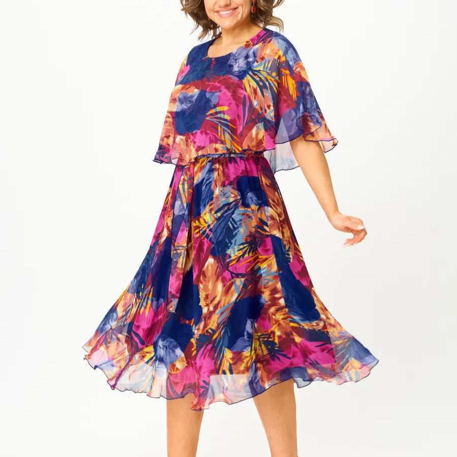 Barbara – Elegáns chiffon ruha mintával