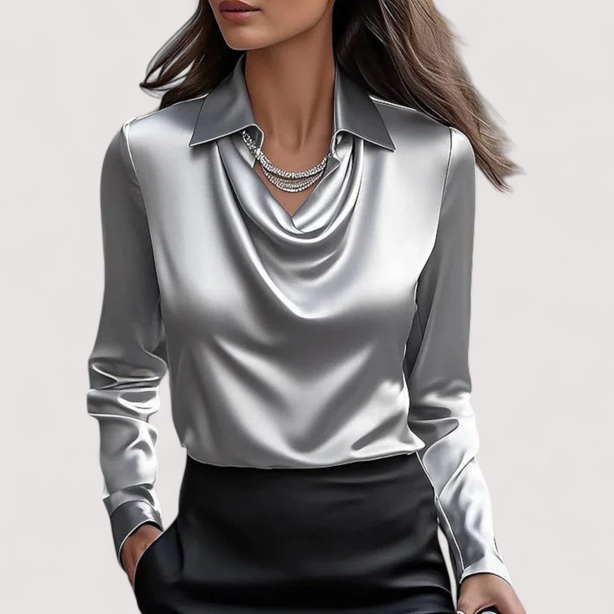 Charlotte – Elegáns Selyem Blúz V-kivágással
