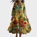 Marina – Boho Elegáns Ruha Virágmintával