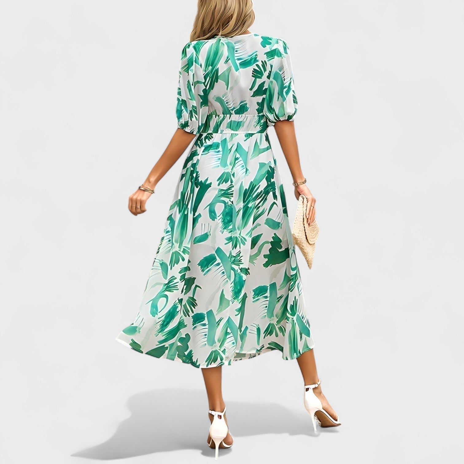 Clara – Virágmintás Elegáns Ruha