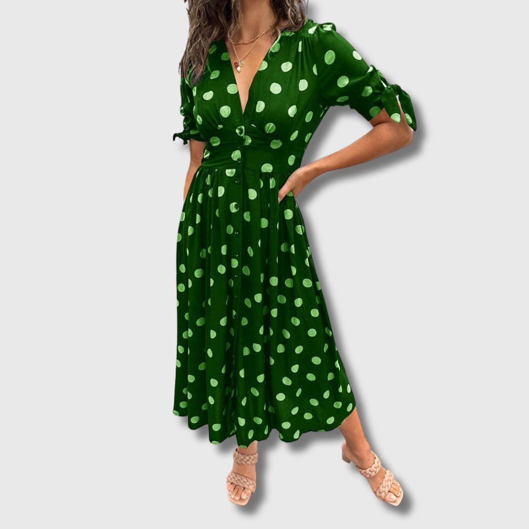Monique – Vintage pöttyös női ruha