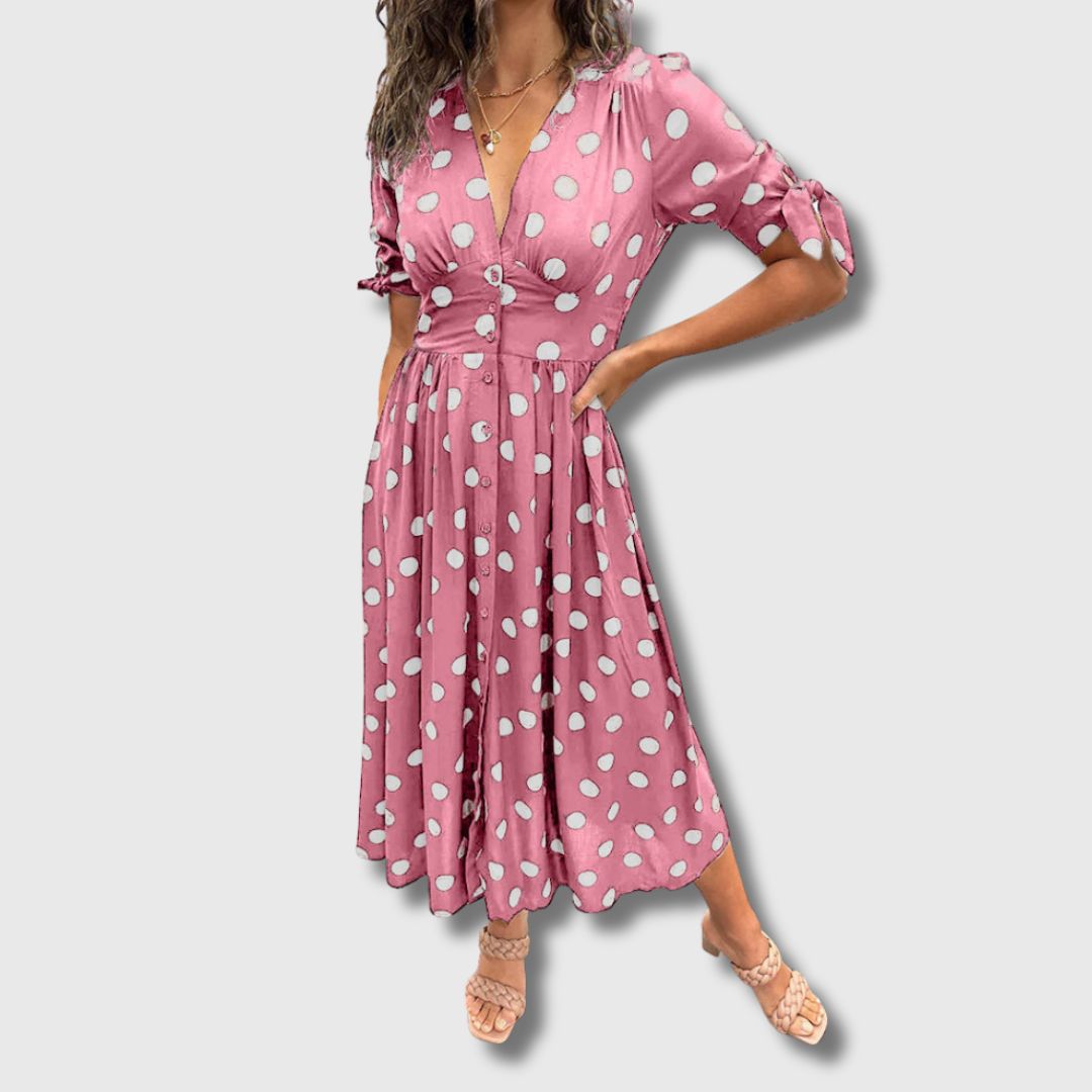 Monique – Vintage pöttyös női ruha