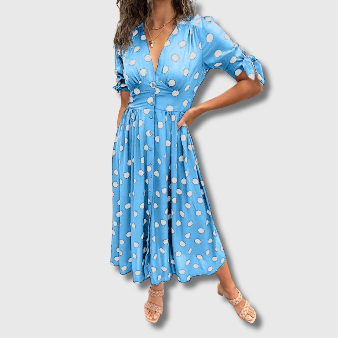 Monique – Vintage pöttyös női ruha