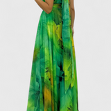 Antonija Maxi Ruha Virágmintás Chiffonban és Halter Nyakkal